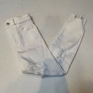 American Eagle Outfitters White Distressed Skinny Jeans